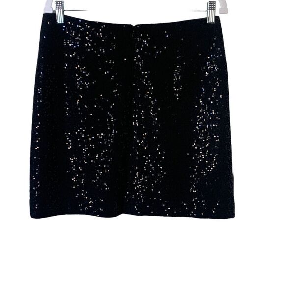 Ann Taylor Black Wool Blend Sequined Mini Skirt | Size 6 - Picture 6 of 9